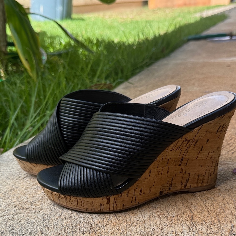 Charles By Charles David Black Woven Wedges